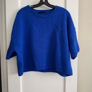 Zara Bright Cobalt Knit Short-Sleeve Sweater